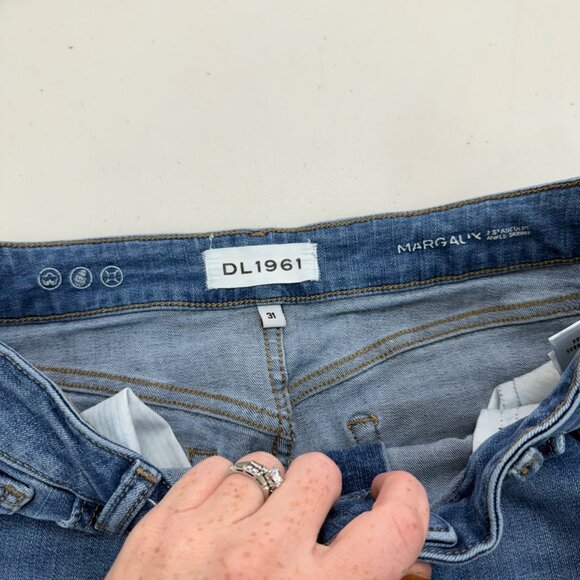 DL1961 Margaux Ankle Skinny Stretch Denim Raw Hem Blue Jeans Womens size 31 - Picture 2 of 13